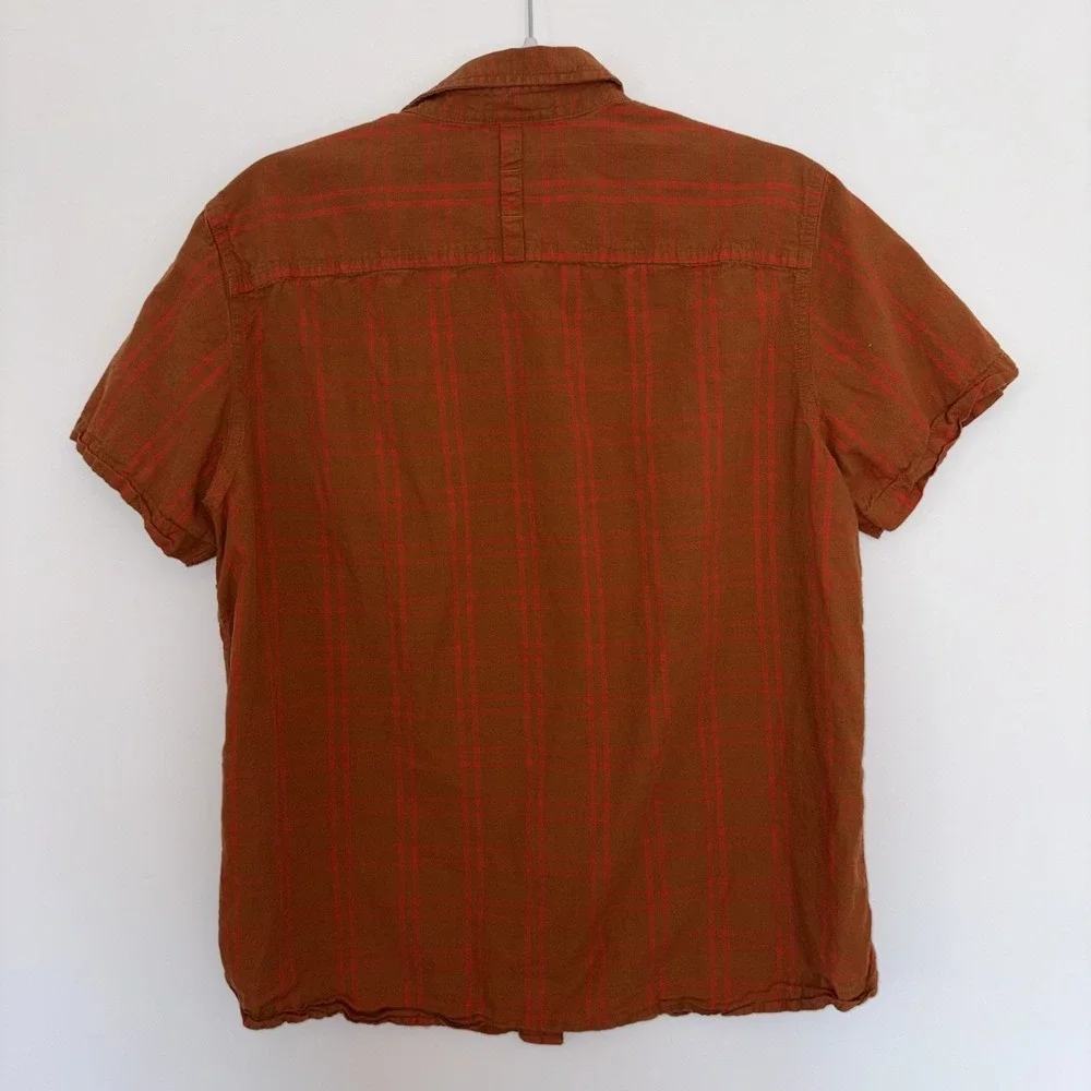 The North Face Mens Shirt Size Large Brown Orange Plaid Lumberjack Outdoor Hike